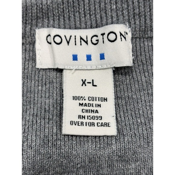 Men's Covington XL Gray Striped 100% Cotton Crewneck Sweater Long Sleeve - Picture 7 of 9